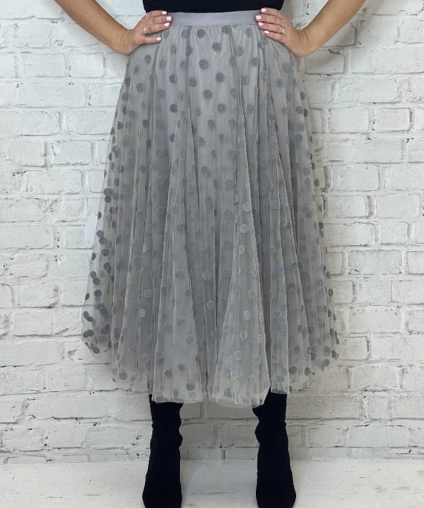 Grey Polka Dot Tulle Skirt